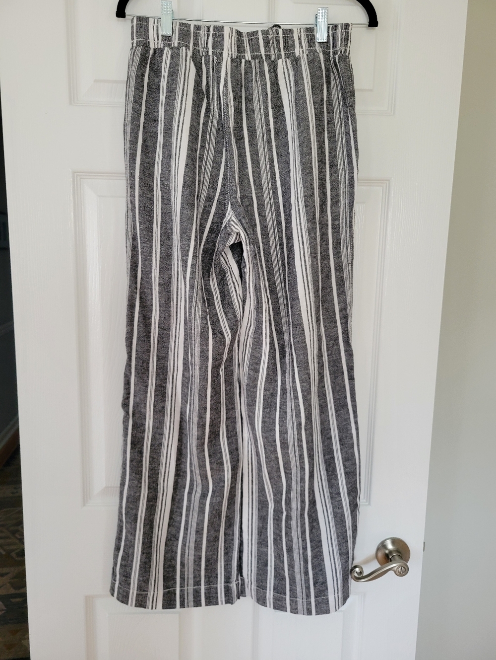 Womens NWT Size Large Striped Wide Leg Drawstring Pants - Black & White - Picture 2 of 7